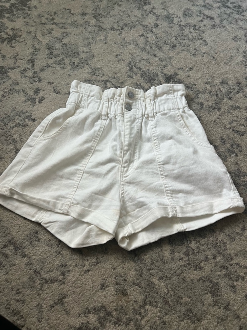 KanCan White High-Waist Paperbag Shorts
